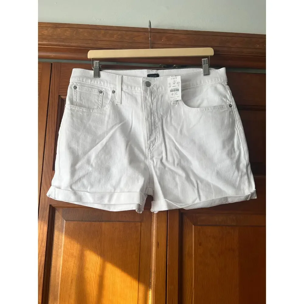 NWT J. Crew Women's Classic Fit Denim Rolled Hem Cut-Off Shorts White Size 31